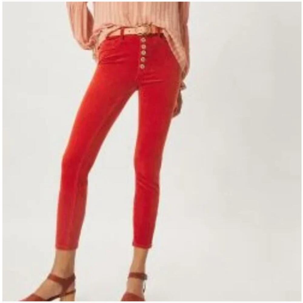 NWT Anthropologie Pilcro Orange High Rise Skinny Corduroy Pants Size 27